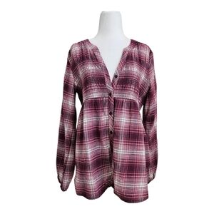 Plaid Flannel Tunic Knox Rose EUC